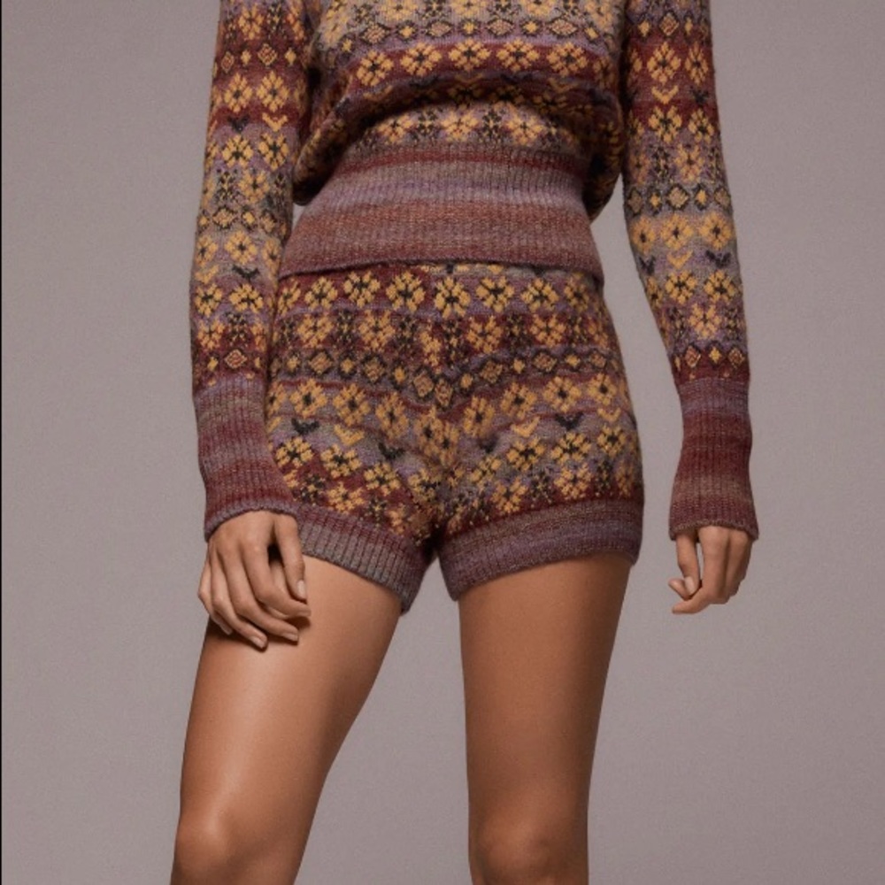 ZARA Jacquard Knit Sweater Shorts